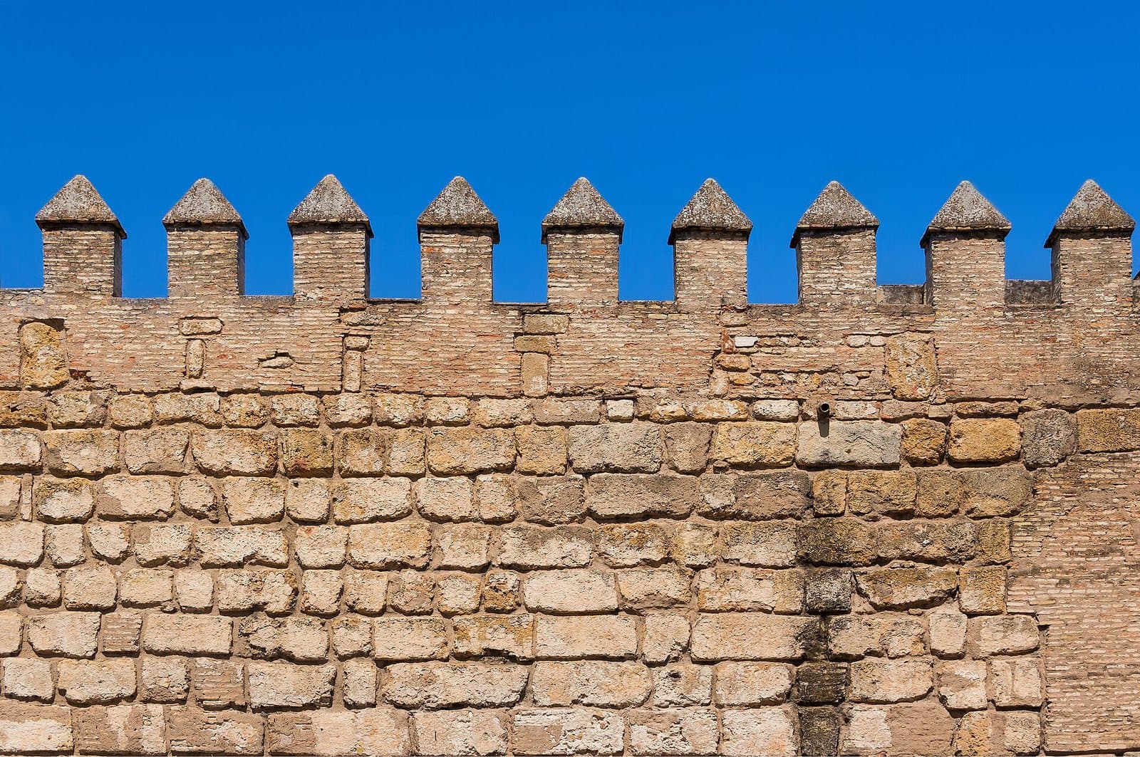 Royal Alcázar of Seville: the battlemented outer walls of the Alcázar