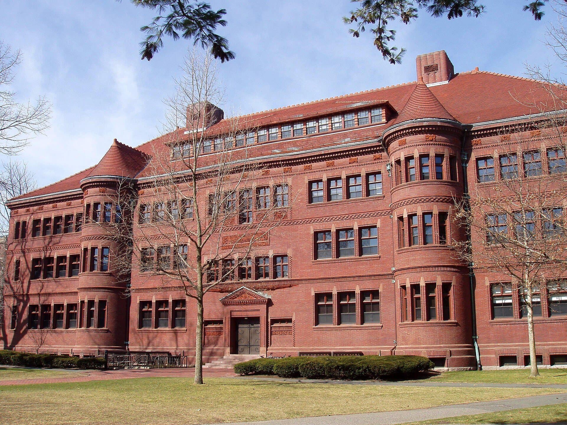 Tercentenary Theatre and Sever Hall: Library, Steeple and Carved Brick