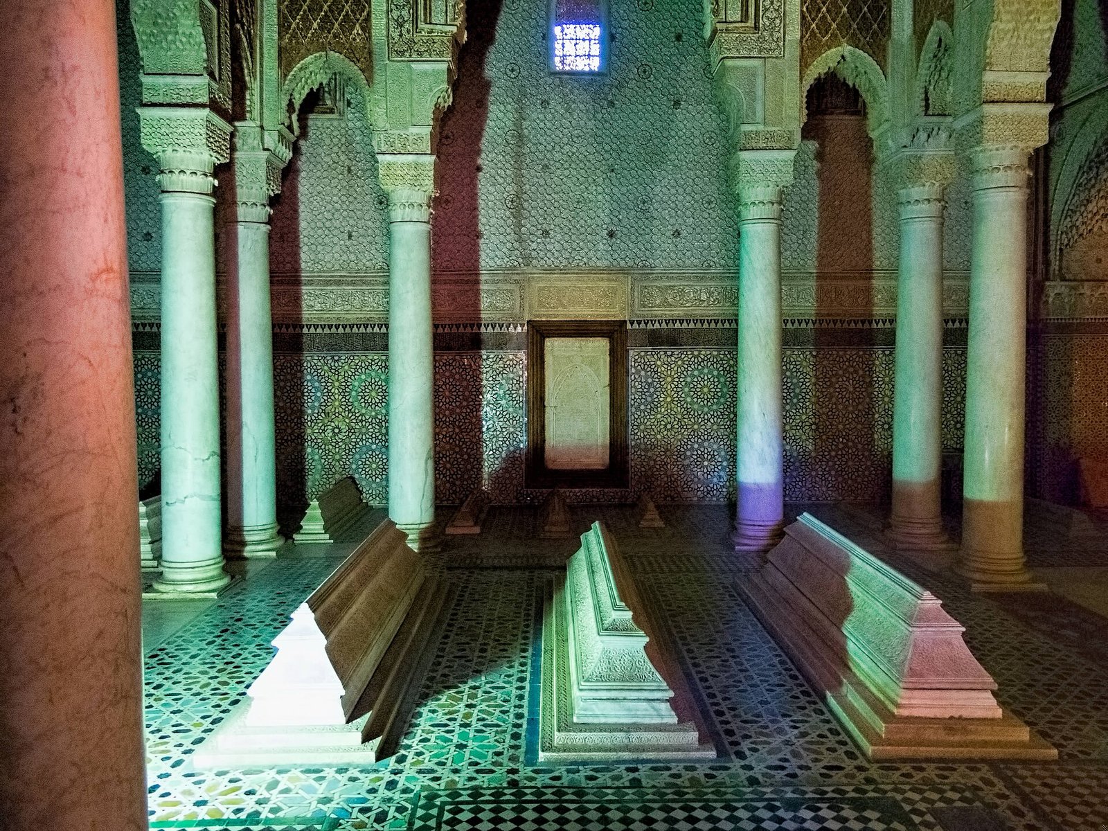 The Saadian Tombs: Twelve Marble Columns Behind a Blank Wall