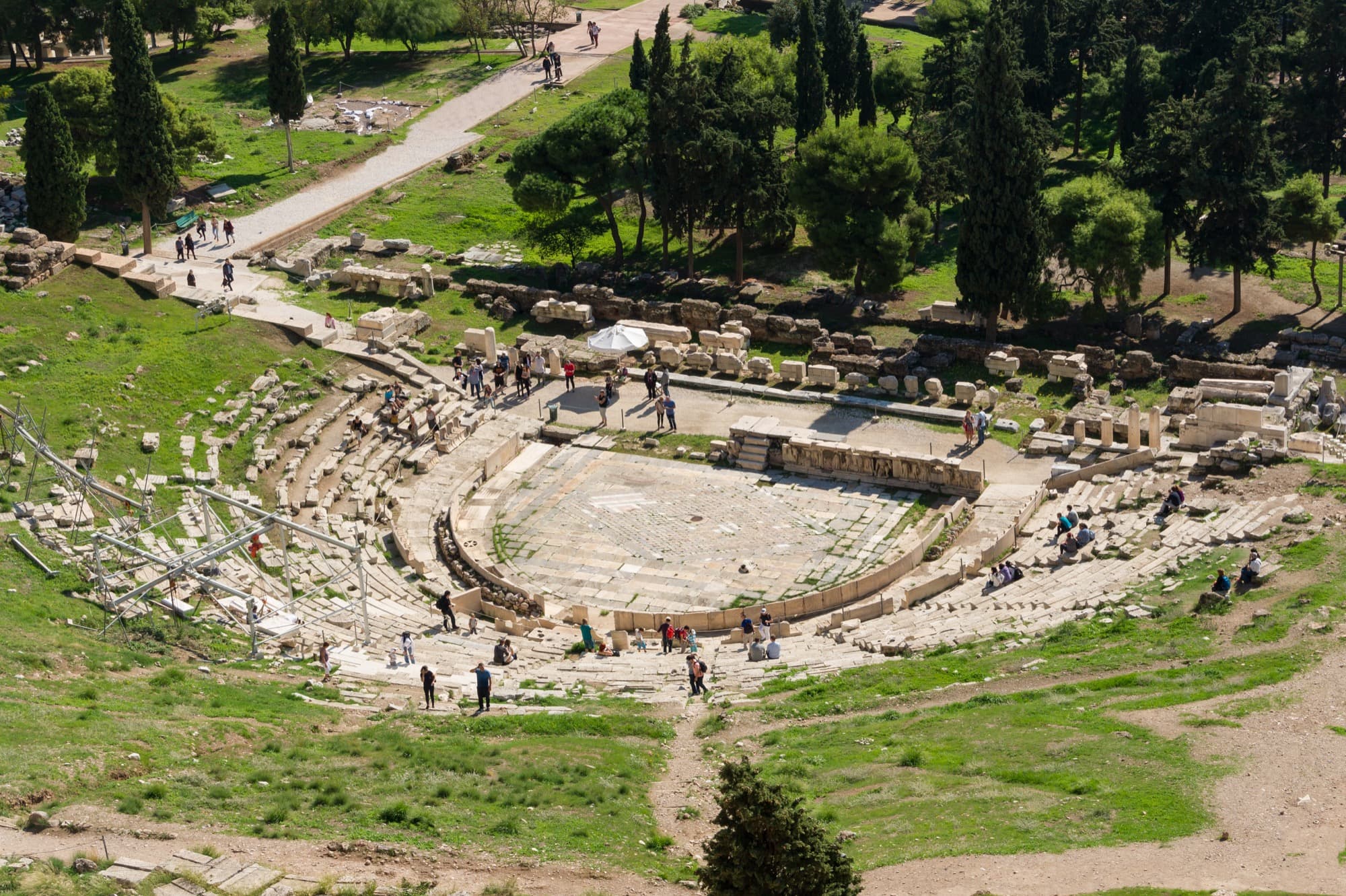 Acropolis Museum: the Theatre of Dionysus seen from the Acropolis