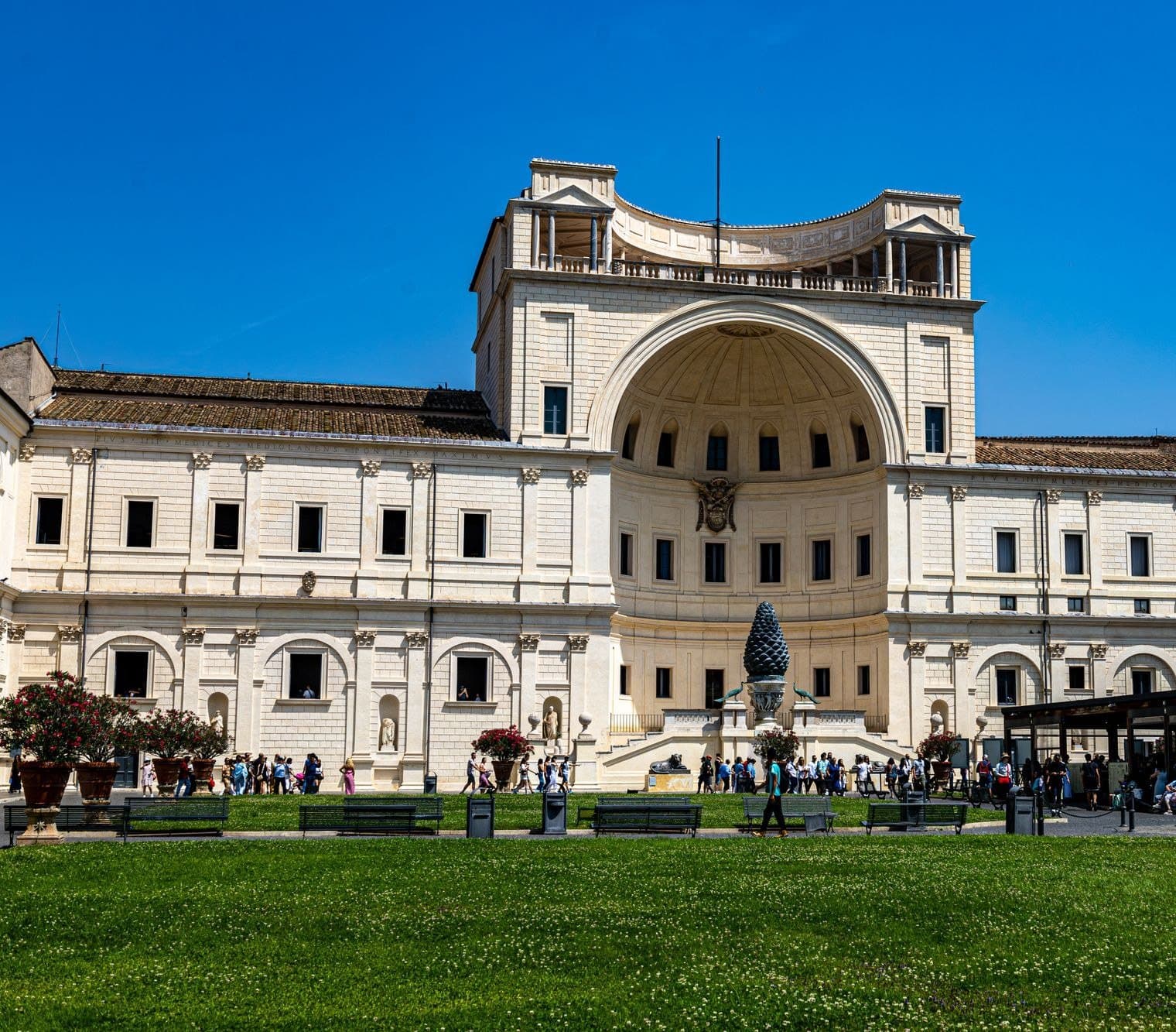 Vatican Museums: the Cortile della Pigna and the great niche at the north end of Bramante's courtyard