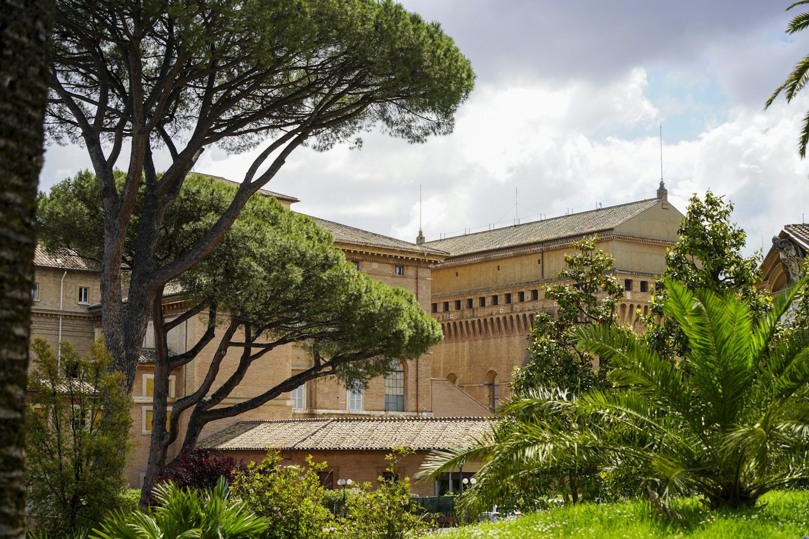 Vatican Museums: the Sistine Chapel and the papal palace wings from the Vatican Gardens