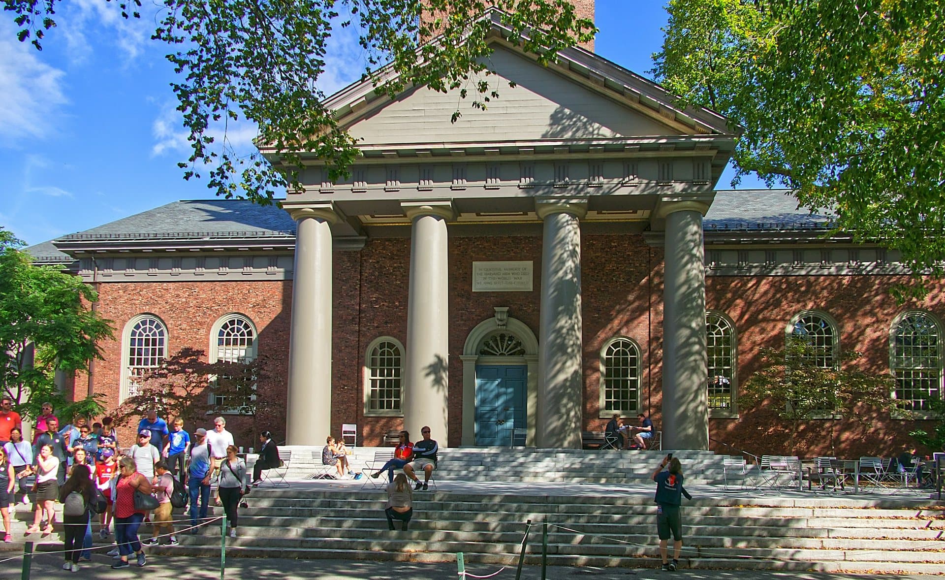 Tercentenary Theatre and Sever Hall: Library, Steeple and Carved Brick