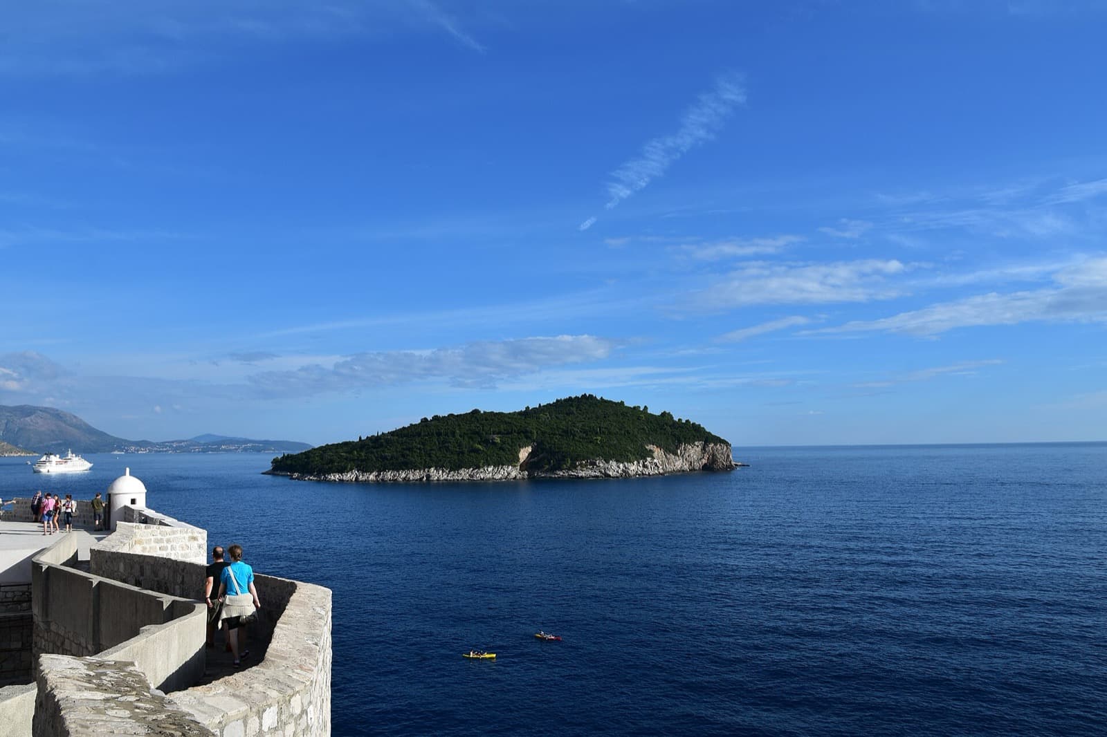 The sea walls, Lokrum, and the sight-line west